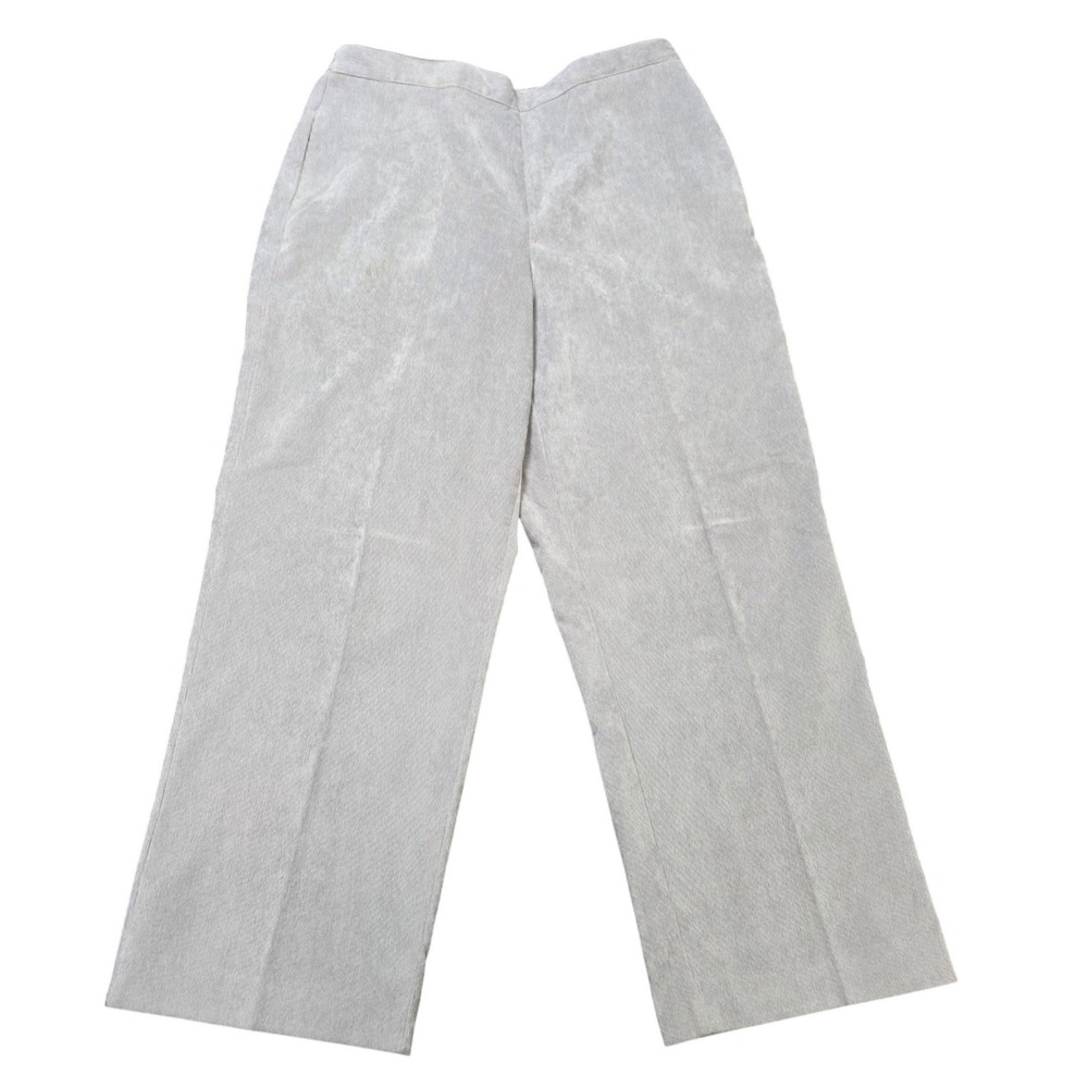 Alfred Dunner Corduroy Straight‎ Leg Pants Womens 14 Light Gray Elastic Back
